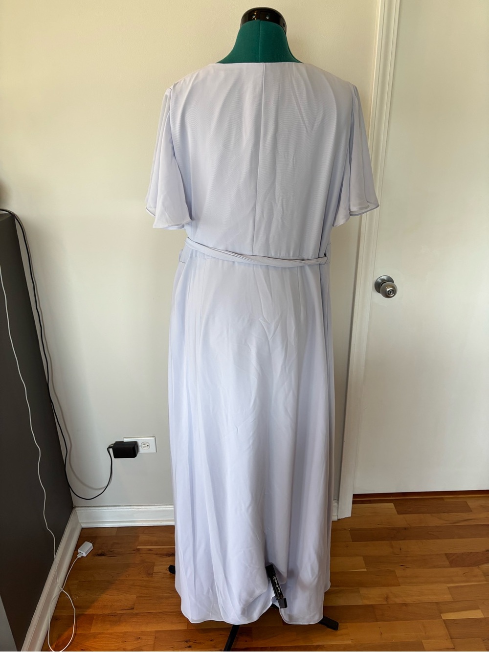 Azazie Ice Blue V-neck wrap dress, A22 or US 12 - Picture 2 of 14